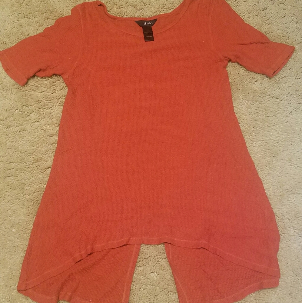 Ali Miles Hi-Low Short Sleeves Tunic Split Hem S